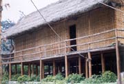 House with thousand of feet reaching the ground